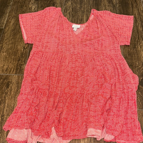 Knox Rose Dresses & Skirts - Red Patterned Short Sleeve Dress